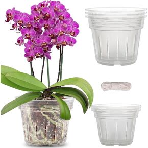 REMIAWY Orchid Pot, 9 Pack Orchid Pots with Holes, 3 Each of 4.8, 5.7 and 6.4 Inch Clear Orchid Pots for Repotting, Plastic Flower Plant Pot Indoor Outdoor, Breathable Slotted Orchids Planter in Saudi Arabia