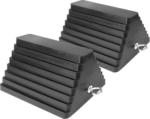 MAXXHAUL 80681 2 Pack Heavy Duty Rubber Wheel Chock with Eyebolt, 2 Pack in Kuwait