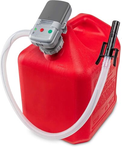 Automatic Fuel Transfer Pump with Auto-Stop, AA Battery Powered, Advanced Adapter Fits All Size Gas Cans, Extra Long Hose, Portable Liquid Pump for Gasoline, Diesel Fuel in Saudi Arabia