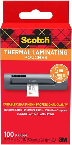 Scotch Thermal Laminating Pouches, 5 Mil Thick for Extra Protection, 2.32 x 3.70-Inches, Business Card Size, 100-Pack (TP5851-100) in Saudi Arabia