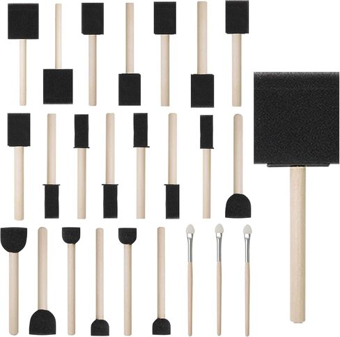 conda 50 Pack 0.5"-2" Different Size Assorted Foam Brush Set Wood Handle Paint Brush Set- Lightweight, Durable, Great for Acrylics, Stains, Varnishes in Saudi Arabia