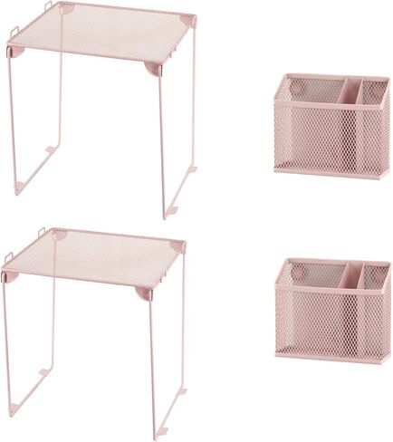 Neudeoc Locker Organizer and Accessories Kit, Includes Mesh Locker Shelf and Magnetic Pen Holder, Suitable for School, Work, Kitchen and Bathroomn (Pack of 4, White) in Kuwait