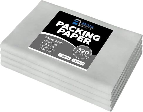 Packing Paper Sheets for Moving - 10lb - 320 Sheets of Newsprint Paper - Must Have in Your Moving Supplies - 27" x 17" - Made in USA in Saudi Arabia