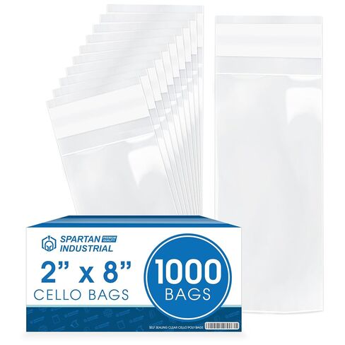 Spartan Industrial - 4" X 6" (1000 Count) Crystal Clear Resealable Cello Poly Bags for Bracelet Packaging, Gifts, Party Treat Bags - Self Seal & Reinforced in Saudi Arabia