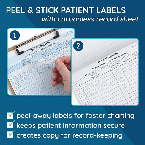 Blue Summit Supplies 125 Patient Sign in Sheets, HIPAA Compliant, Peel Off Adhesive Labels Carbonless 3 Part Forms with, for Privacy in Doctor, Medical, Dental Office, Blue, 125 Pack in Saudi Arabia