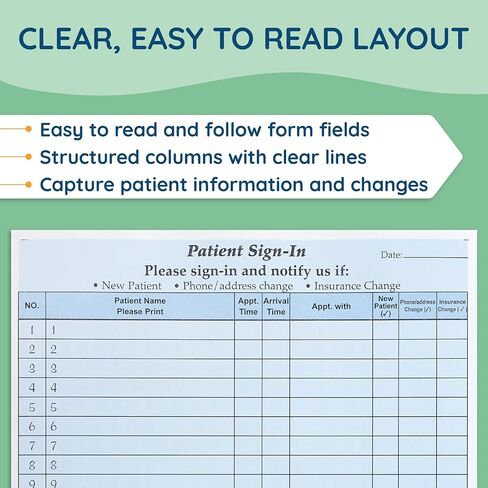 Blue Summit Supplies 125 Patient Sign in Sheets, HIPAA Compliant, Peel Off Adhesive Labels Carbonless 3 Part Forms with, for Privacy in Doctor, Medical, Dental Office, Blue, 125 Pack in Saudi Arabia
