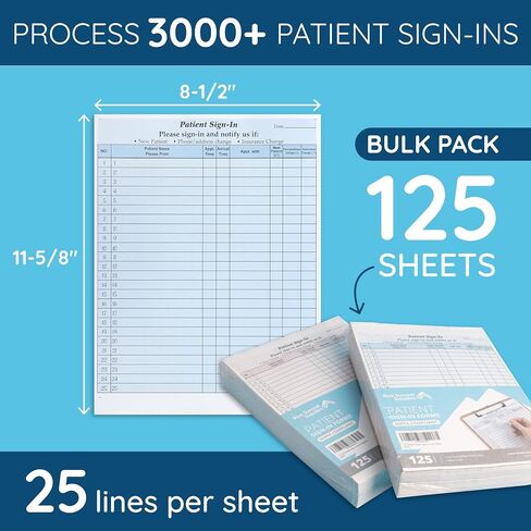 Blue Summit Supplies 125 Patient Sign in Sheets, HIPAA Compliant, Peel Off Adhesive Labels Carbonless 3 Part Forms with, for Privacy in Doctor, Medical, Dental Office, Blue, 125 Pack in Saudi Arabia
