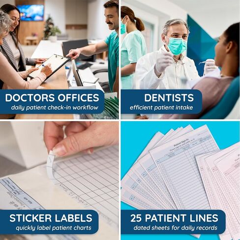 Blue Summit Supplies 125 Patient Sign in Sheets, HIPAA Compliant, Peel Off Adhesive Labels Carbonless 3 Part Forms with, for Privacy in Doctor, Medical, Dental Office, Blue, 125 Pack in Saudi Arabia