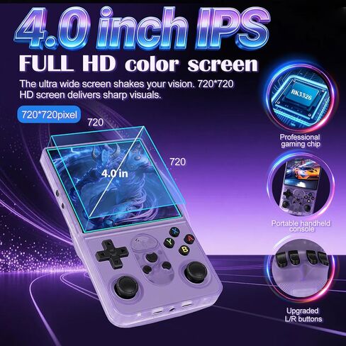 S600 Retro Handheld Game Console - 4.0 Inch IPS Display, 128GB Memory, Over 18,000 Classic Games, 3500mAh Battery, Perfect for Retro Gaming Addicts and Portable Fun, Black in Saudi Arabia