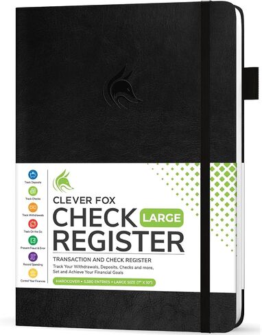 Clever Fox Check Register Book - Deluxe Transaction Register, Accounting Ledger Book, Checkbook Register & Checking Account Register Book for Personal and Work Use, Large Size, 7x10" - Gray in Saudi Arabia