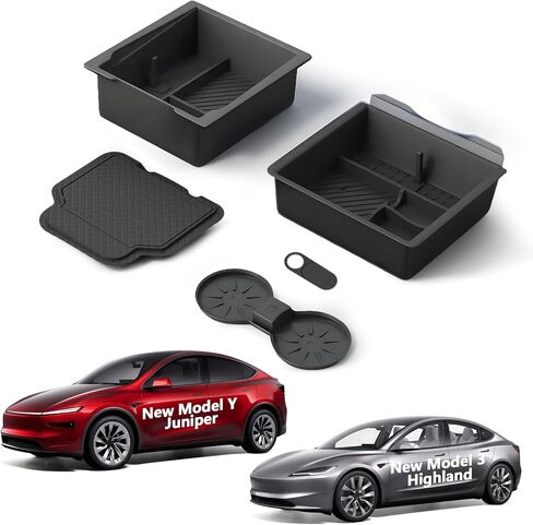 منظم وحدة التحكم المركزية لسيارة Tesla Model Y Juniper (2025–2026) وModel 3 Highland (2024–2026)، سيليكون مزدوج الطبقة، تصميم منزلق سلس، ملحق موديل Y/3 جديد، مجموعة مكونة من 6 قطع in Kuwait