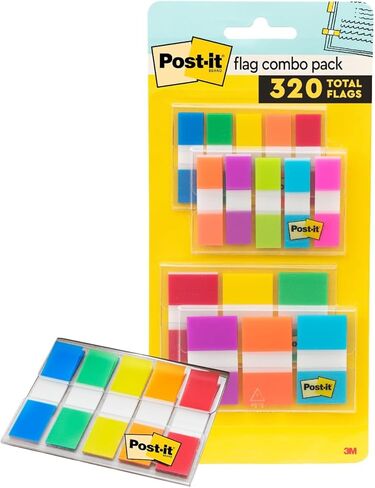 Post-it Flags Combo Pack, 4 On-The-Go Dispensers/Pack, 120 .94 in Wide and 200 .47 in Wide Flags, Assorted Colors (683-XL1) in Saudi Arabia