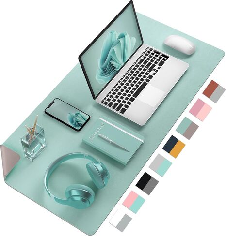Aothia Double-Sided PU Leather Desk Pad - Non-Slip Large Mouse Pad & Desk Mat for Office, Home - Waterproof, Easy to Clean, Durable Dual-Sided Surface (36" x 17", Black) in Kuwait