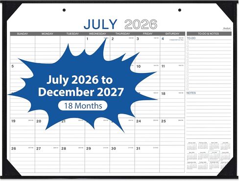 2023-2024 Desk Calendar - 18 Months Large Desk/Wall Calendar, 17" x 12", Jul. 2023 - Dec. 2024, Desk Calendar 2023-2024 with Corner Protectors, Ruled Blocks, Easy Planning - Black Flower in Kuwait