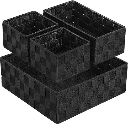Posprica Woven Storage Baskets for Organizing 6 Pack, Large&Small Storage Cube Bins Set for Bathroom, Storage Boxes Container for Drawer, Closet, Shelf, Dresser, Black in Saudi Arabia
