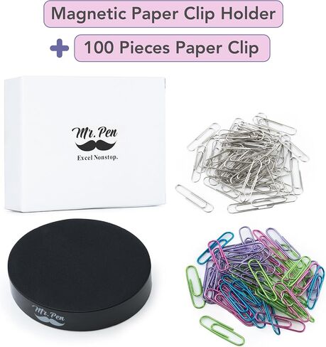 Mr Pen- Magnetic Desk Toy with Colored and Silver Paper Clips (100 Pieces), Desk Toys, Desk Decor, Desk Accessories, Paperweight, Cute Office Supplies, Paper Clips Holder, Paper Clip Dispenser in Saudi Arabia