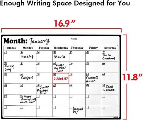 Fridge Calendar Magnetic Dry Erase Calendar Whiteboard Calendar for Refrigerator Planners 16.9 Inches X 11.8 Inches in Saudi Arabia