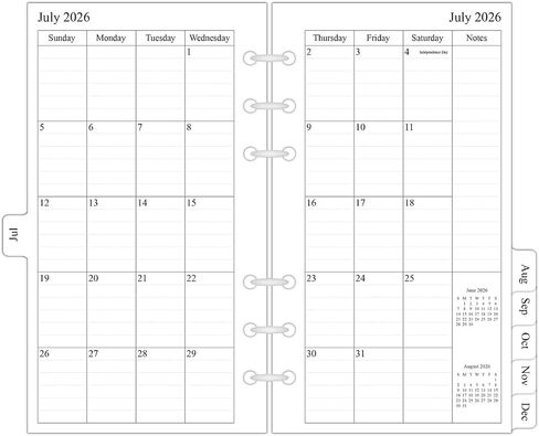 newestor 2026-2027 Monthly Planner Refills 5.5" x 8.5" for Mini Binder, 19 Months from Jun 2026 to Dec 2027, Desk Size in Saudi Arabia
