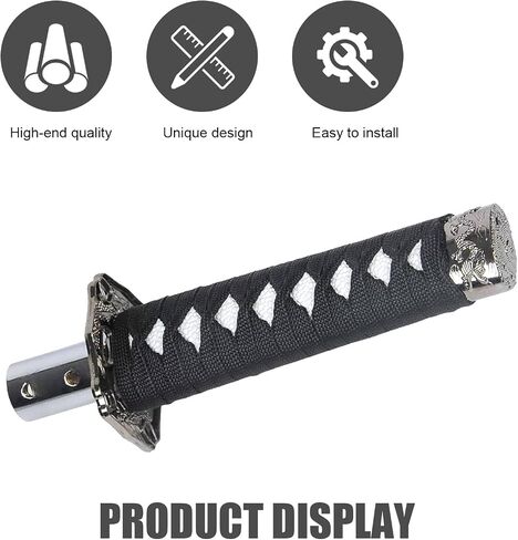 Sword Shift Knob, Personalized Katana Samurai Shift Gear, 6.14" Sword Gear Lever with 4 Adapters, Universal for Most Manual Transmission Cars (Black & White) in Saudi Arabia