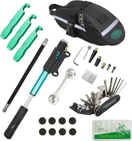CHUMXINY Bike Repair Kit, Bike Tire Repair Tool Kit Contains 16-in-1 Tool, 120Psi Mini Bicycle Pump, Bicycle Tire Patch Kit, Used for Mountain Bike and Road Bike. in Saudi Arabia