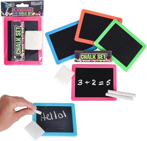 The Dreidel Company Neon Chalkboard Set Includes Board, Chalk, and Eraser, Educational Learning, Kids Prizes, Prize Giveaways, Party Favors - Assorted Colors (4-Pack) in Saudi Arabia