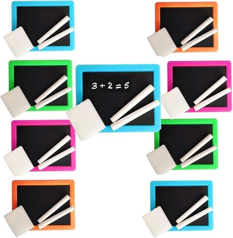 The Dreidel Company Neon Chalkboard Set Includes Board, Chalk, and Eraser, Educational Learning, Kids Prizes, Prize Giveaways, Party Favors - Assorted Colors (4-Pack) in Saudi Arabia