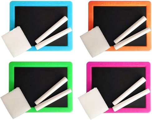 The Dreidel Company Neon Chalkboard Set Includes Board, Chalk, and Eraser, Educational Learning, Kids Prizes, Prize Giveaways, Party Favors - Assorted Colors (4-Pack) in Saudi Arabia