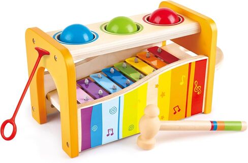 Hape Pound & Tap Bench with Slide Out Xylophone - Award Winning Durable Wooden Musical Pounding Toy for Toddlers in Saudi Arabia