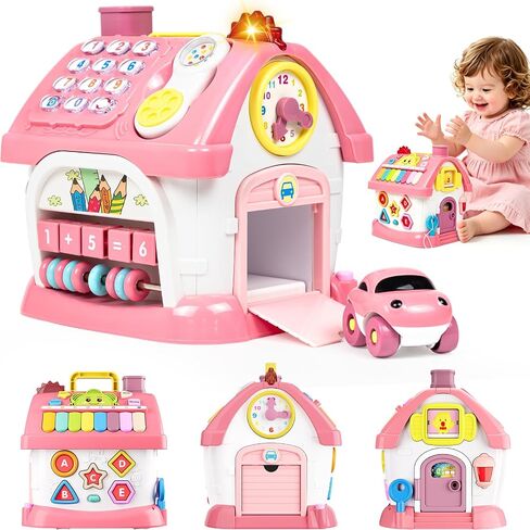 ألعاب Marstone Baby Girl لعمر 1 2 3+ سنوات، ألعاب مونتيسوري للأطفال الصغار مع صوت/أضواء/موسيقى/ساعة/هاتف/سيارة 6 في 1 منزل متعدد الوظائف، لعبة موسيقية تعليمية مبكرة هدية للفتيات والفتيان in Saudi Arabia
