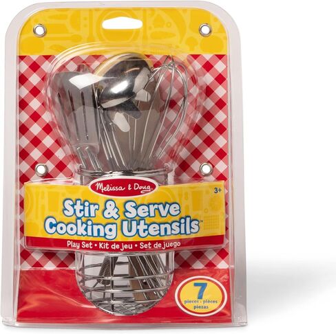 Melissa & Doug Stir and Serve Cooking Utensils (7 pcs) - Stainless Steel and Wood in Saudi Arabia