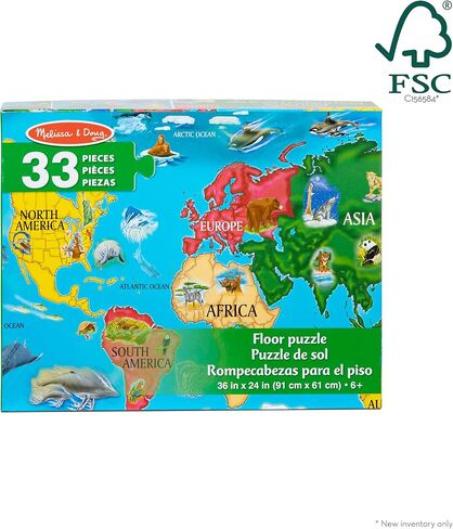Melissa & Doug World Map Jumbo Jigsaw Floor Puzzle (33 pcs, 2 x 3 feet) in Saudi Arabia