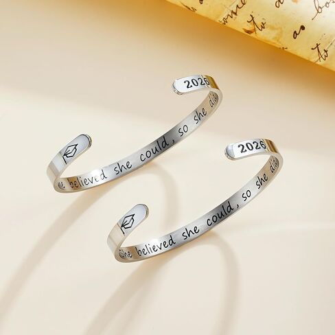 Graduation Gifts for Her 2024 - Inspirational Graduation Bracelets Class of 2024 She Believed She Could So She Did Bracelets Cuff Bracelet 2024 Graduation Gifts for Her College Graduation Gifts in Saudi Arabia