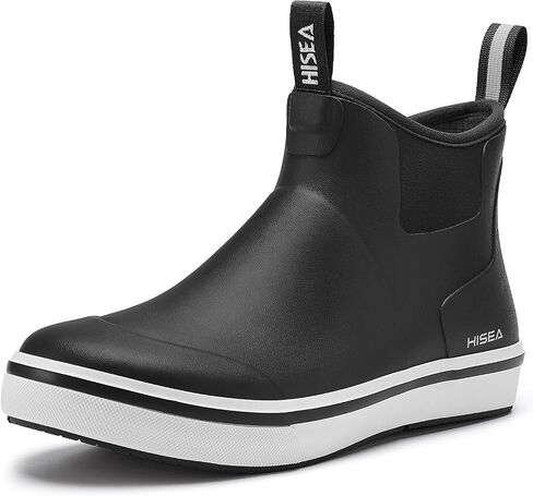 HISEA Men's Deck Boots Saltwater Fishing Booties Waterproof Ankle Rain Boots High Traction in Saudi Arabia