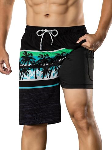 BRISIRA Mens Swim Trunks 9 Inch Inseam Board Shorts with Compression Liner Swimsuit Bathing Suit Quick Dry Cargo Pocket in Saudi Arabia