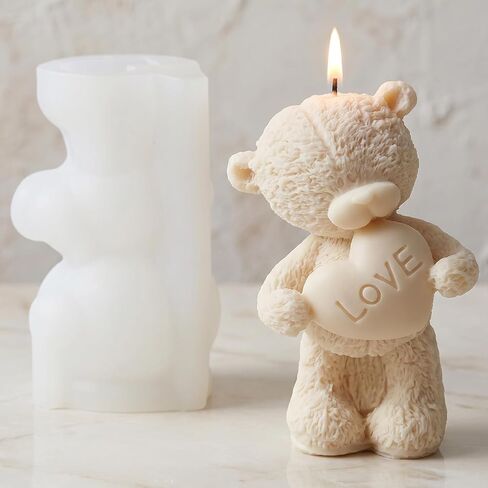 Bear Candle Mold Bear Silicone Candle Molds Animal Resin Casting Mold for Candles Making Aromatherapy Candles Handmade Wax Home Decor in Saudi Arabia