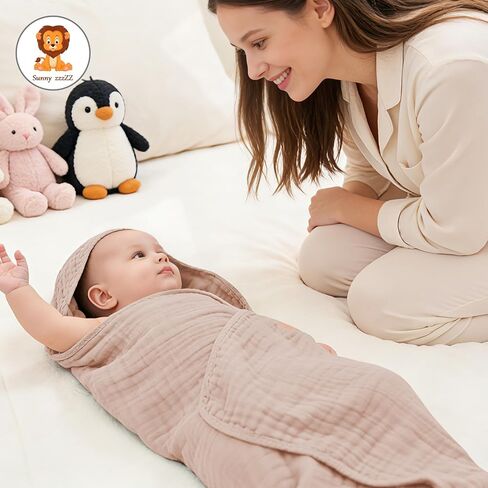 مجموعة مناشف حمام ومناشف بغطاء للرأس من Sunny zzzZZ، أساسيات الطفل لحديثي الولادة، هدايا منشفة استحمام للأطفال الرضع والأطفال الصغار - منشفتان و8 مناشف - نحلة صفراء وفيل رمادي in Kuwait