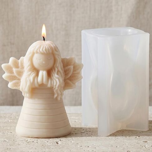 Angel Wings Girl Candle Mold Praying Girl Silicone Candle Molds for Candles Making Resin Casting Aromatherapy Candles Handmade Wax Home Decor in Saudi Arabia