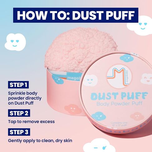 Megababe Body Powder Applicator - Dust Puff | Oversize (6" x 3") Powder Puff | Powder Sold Separately in Saudi Arabia