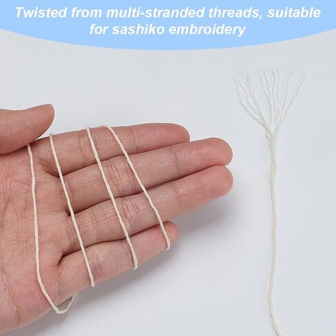 خيط FREEBLOSS 100M Sashiko 100% قطن اللحف وخيط التطريز للخياطة اليدوية 6 خيوط خياطة سميكة مجدولة لمستلزمات التطريز in Kuwait