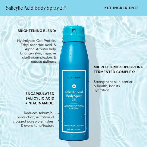 Naturium Salicylic Acid Body Spray 2%, Blemish-fighting & Pore Treatment, with Niacinamide plus Brightening Ingredients, 4 oz in Saudi Arabia