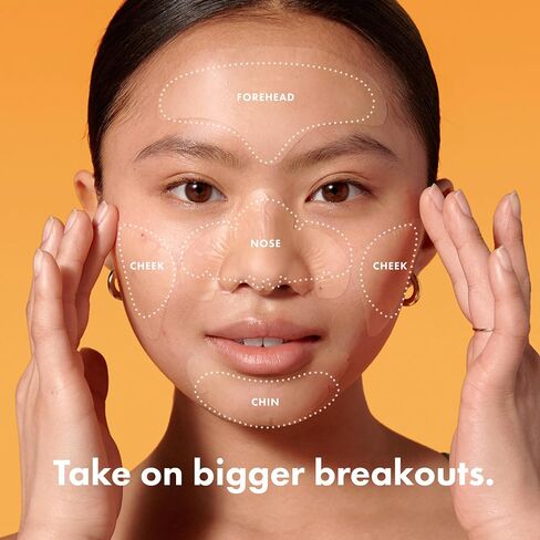 Mighty Patch Face from Hero Cosmetics - XL Hydrocolloid Face Mask for Acne, 5 Large Pimple Patches for Zit Breakouts on Nose, Chin, Forehead & Cheeks - Vegan-Friendly, Not Tested on Animals (1 Count) in Saudi Arabia