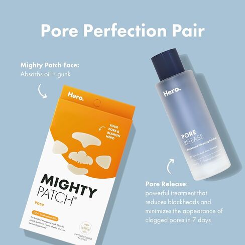 Mighty Patch Face from Hero Cosmetics - XL Hydrocolloid Face Mask for Acne, 5 Large Pimple Patches for Zit Breakouts on Nose, Chin, Forehead & Cheeks - Vegan-Friendly, Not Tested on Animals (1 Count) in Saudi Arabia