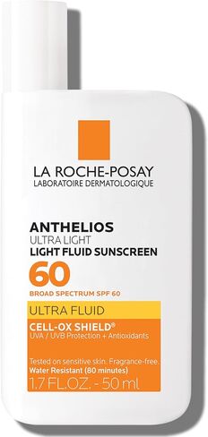 La Roche-Posay Anthelios Light Fluid Face Sunscreen Broad Spectrum SPF 60, Sensitive Skin Sunscreen, Oxybenzone Free, Oil Free, Non-Comedogenic in Saudi Arabia