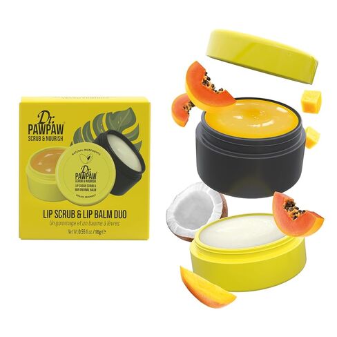 Dr. PawPaw Lip Scrub and Lip Balm Duo - Hydrating Lip Balm with Pawpaw, Aloe, Olive and Castor Oils - Vegan Lip Scrub For Sensitive Skin - 0.55 oz in Saudi Arabia