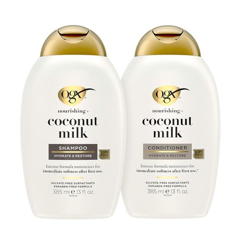 OGX Nourishing + Coconut Milk Shampoo & Conditioner Set, 13 Fl Oz (Pack of 2) (packaging may vary), White in Saudi Arabia