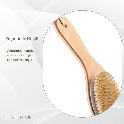 100% Natural Boar Bristle Body Brush with Contoured Wooden Handle by TOUCH ME in Saudi Arabia