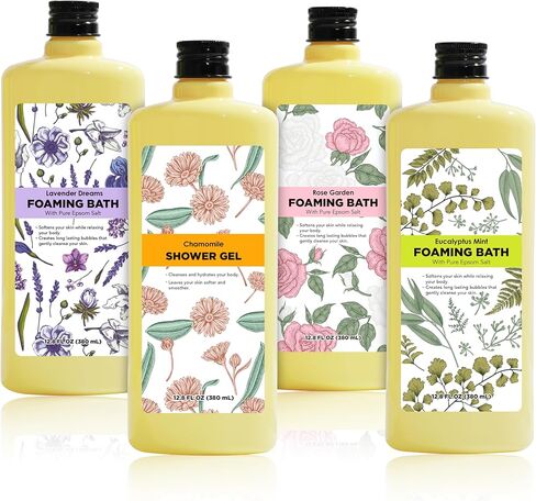 Bubble Bath for Women Adults, Scented Bubble Bath Spa Gift Set for Women Relaxing, 4 Pack Bubble Bath with Shower Gel, Ladies Foaming Bath Variety in Saudi Arabia