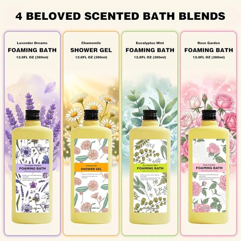 Bubble Bath for Women Adults, Scented Bubble Bath Spa Gift Set for Women Relaxing, 4 Pack Bubble Bath with Shower Gel, Ladies Foaming Bath Variety in Saudi Arabia