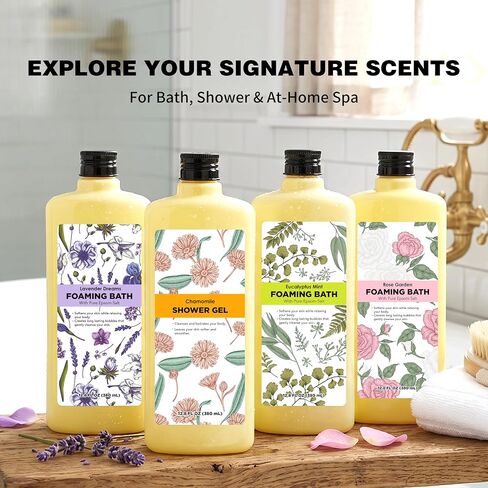 Bubble Bath for Women Adults, Scented Bubble Bath Spa Gift Set for Women Relaxing, 4 Pack Bubble Bath with Shower Gel, Ladies Foaming Bath Variety in Saudi Arabia