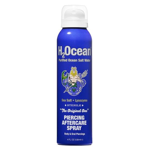 بخاخ الرعاية اللاحقة للثقب H2Ocean 4oz - منظف غسول الجروح للأذن والأنف والحلق وزر البطن مع محلول ملحي ملح البحر - علاج لإزالة الندبات الجدرة in Kuwait